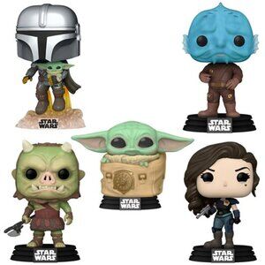 NWT Funko Pop! 5-Pack Star Wars The Mandalorian Lot + Protector